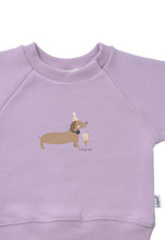 Load image into Gallery viewer, Sweatshirt in flieder mit Print "Dackel": 98/104