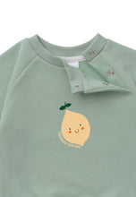 Load image into Gallery viewer, Sweatshirt in schilf mit Print "Zitrone": 74/80