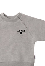 Load image into Gallery viewer, 2tlg. Set mit Sweatshirt in grau "amore" und Leggings: 62/68