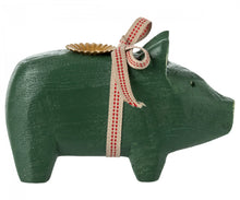Lade das Bild in den Galerie-Viewer, Schwein Kerzenhalter, Klein - Dunkelgrün