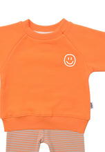 Load image into Gallery viewer, 2tlg. Set mit Sweatshirt orange "Smiley" und Leggings: 98/104