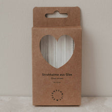 Load image into Gallery viewer, Strohhalme Herzen aus Glas 13cm im 4er Set (VE = 10 Sets)