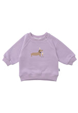 Lade das Bild in den Galerie-Viewer, Sweatshirt in flieder mit Print "Dackel": 62/68
