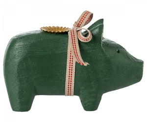 Schwein Kerzenhalter, Klein - Dunkelgrün