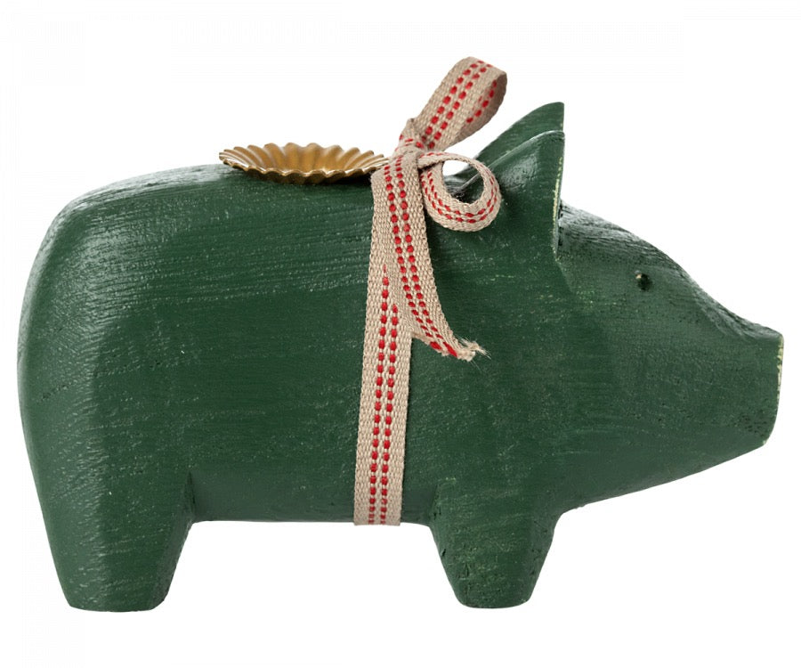 Schwein Kerzenhalter, Klein - Dunkelgrün
