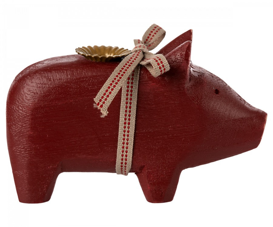 Schwein Kerzenhalter, Klein - Rot