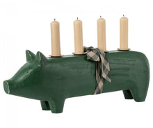 Lade das Bild in den Galerie-Viewer, Schwein Kerzenhalter, Groß - Dunkelgrün
