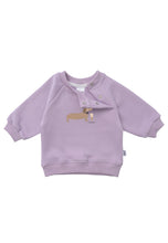 Lade das Bild in den Galerie-Viewer, Sweatshirt in flieder mit Print "Dackel": 74/80
