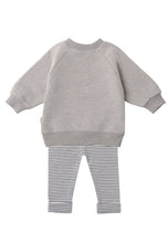 Load image into Gallery viewer, 2tlg. Set mit Sweatshirt in grau "amore" und Leggings: 74/80
